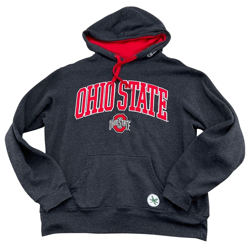 Ohio State Buckeyes Varsity Hoodie Sweatshirt Men Large Gray Red Hooded Pullover